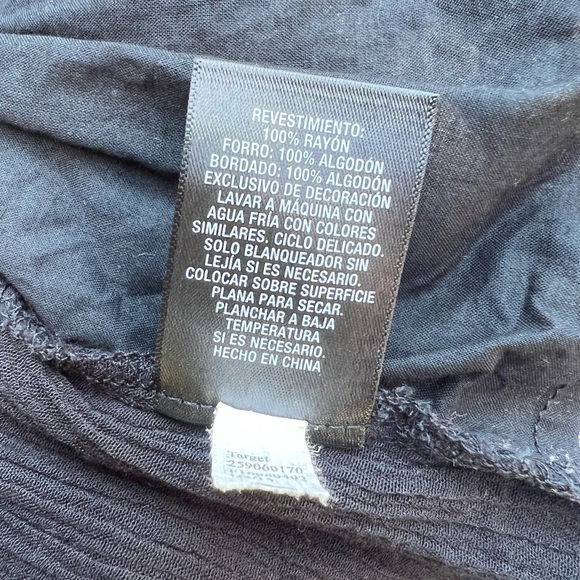 Black and white boho embroidered top with fringe, long sleeve, medium - Picture 5 of 8